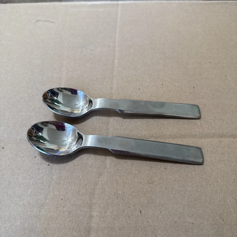 Set Of 2 Stanley Roberts Korea Oblique Flatware Small Spoons Dessert Soup 5 3/4